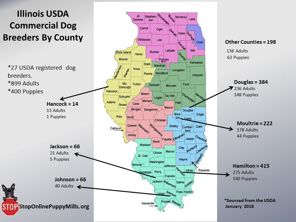 Map Of Illinois Dog Breeders 2016